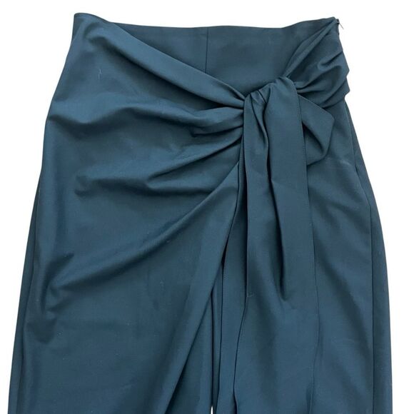 ZARA Hi Waisted Bow Tie Crossover Black Trouser Pants - Picture 3 of 5